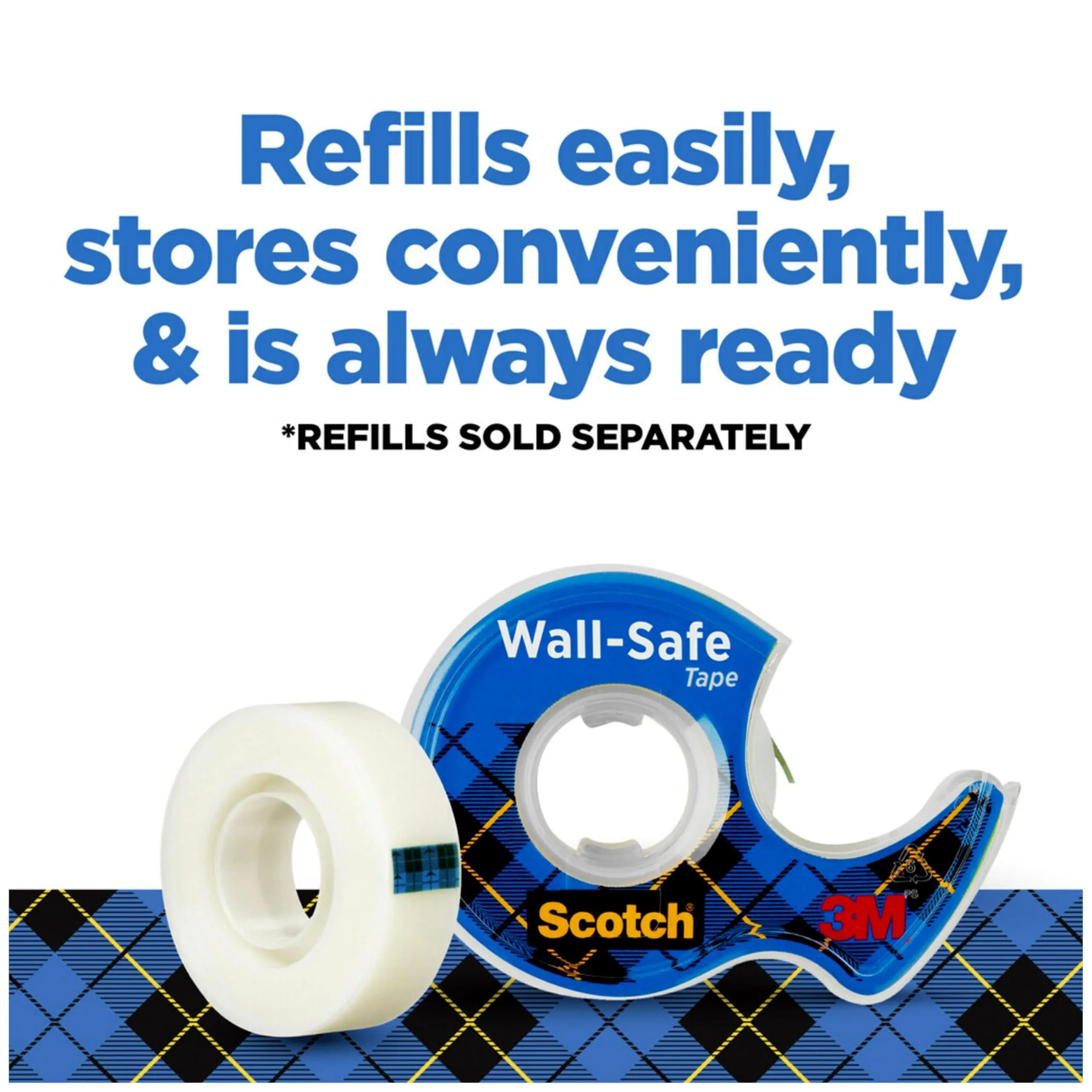 Scotch Wall-Safe Tape 2 Rolls | Sticks Securely, Removes Cleanly, Invisible, Photo Safe - view 7