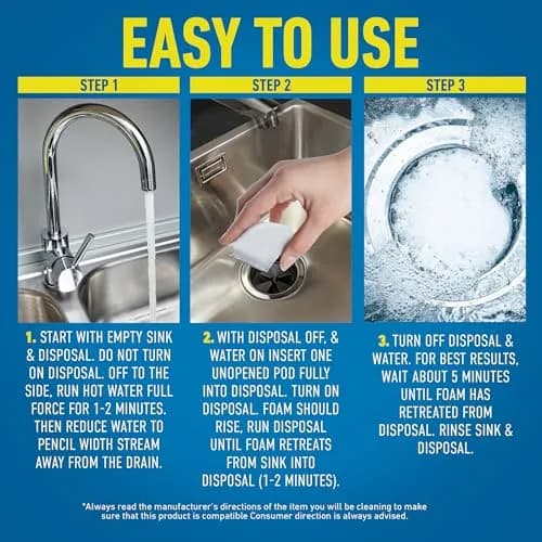 CLR Garbage Disposal Cleaner and Deodorizer Pods, 5 Count | Fresh Scent Weekly Foaming Drain Odor Eliminator - 1 Month Supply thumbnail 5