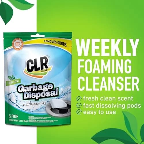 CLR Garbage Disposal Cleaner and Deodorizer Pods, 5 Count | Fresh Scent Weekly Foaming Drain Odor Eliminator - 1 Month Supply thumbnail 2