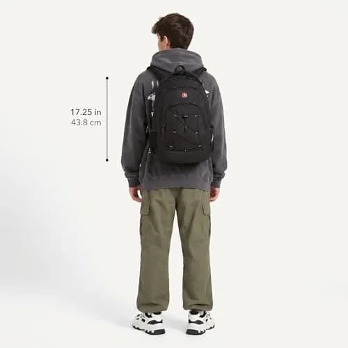 SwissGear Bungee Core Laptop Backpack Fits Most 13-Inch Laptops | Breathable Airflow Back Panel, Reflective Accents, Bungee Cord System thumbnail 6