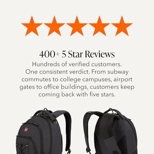 SwissGear Bungee Core Laptop Backpack Fits Most 13-Inch Laptops | Breathable Airflow Back Panel, Reflective Accents, Bungee Cord System thumbnail 7