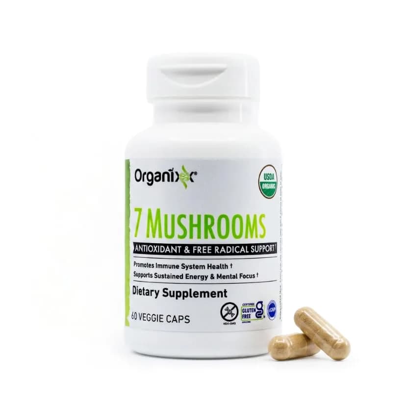 Organixx 7 Mushroom Supplement, Fermented, Immune Support, 60 Caps | USDA Organic & Bioavailable Mushroom Blend thumbnail 2