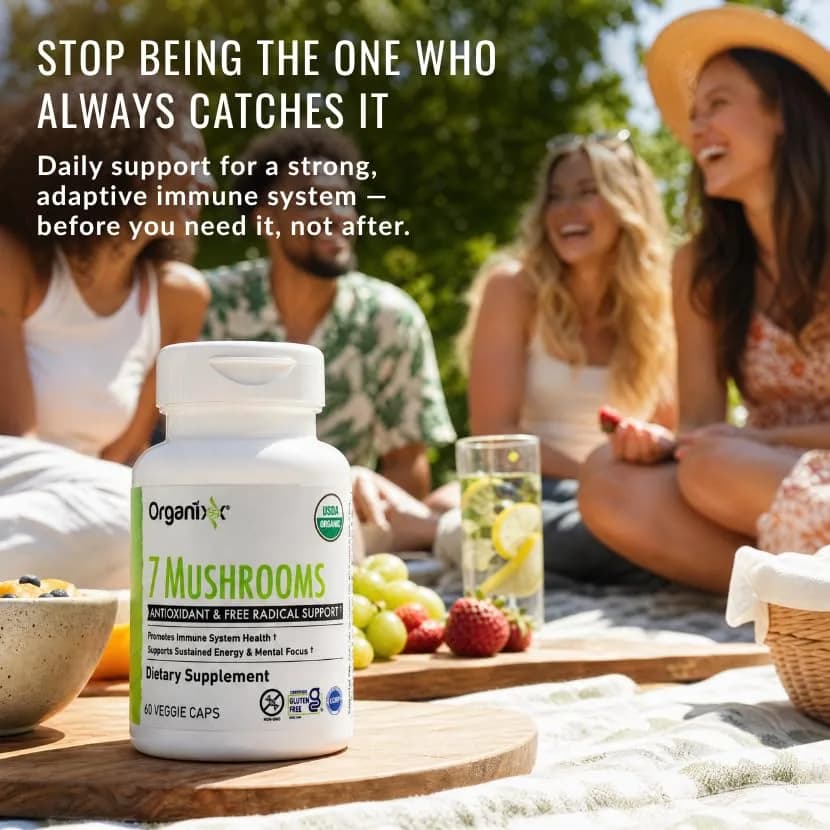 Organixx 7 Mushroom Supplement, Fermented, Immune Support, 60 Caps | USDA Organic & Bioavailable Mushroom Blend thumbnail 9