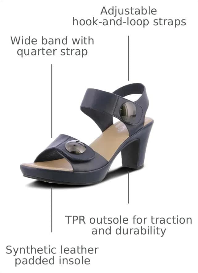 PATRIZIA Spring Step Dade Sandals for Women - Navy - EU 41 / US 9.5-10 | Casual Platform Slip-On with Hook & Loop thumbnail 4