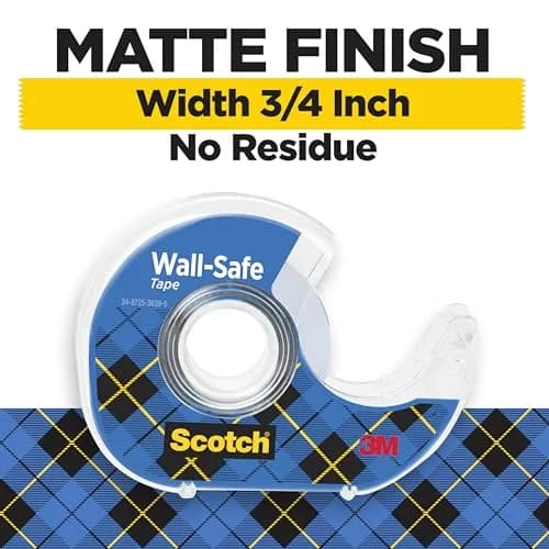 Scotch Wall-Safe Tape 4 Rolls | Sticks Securely, Removes Cleanly, Invisible, Photo Safe thumbnail 2
