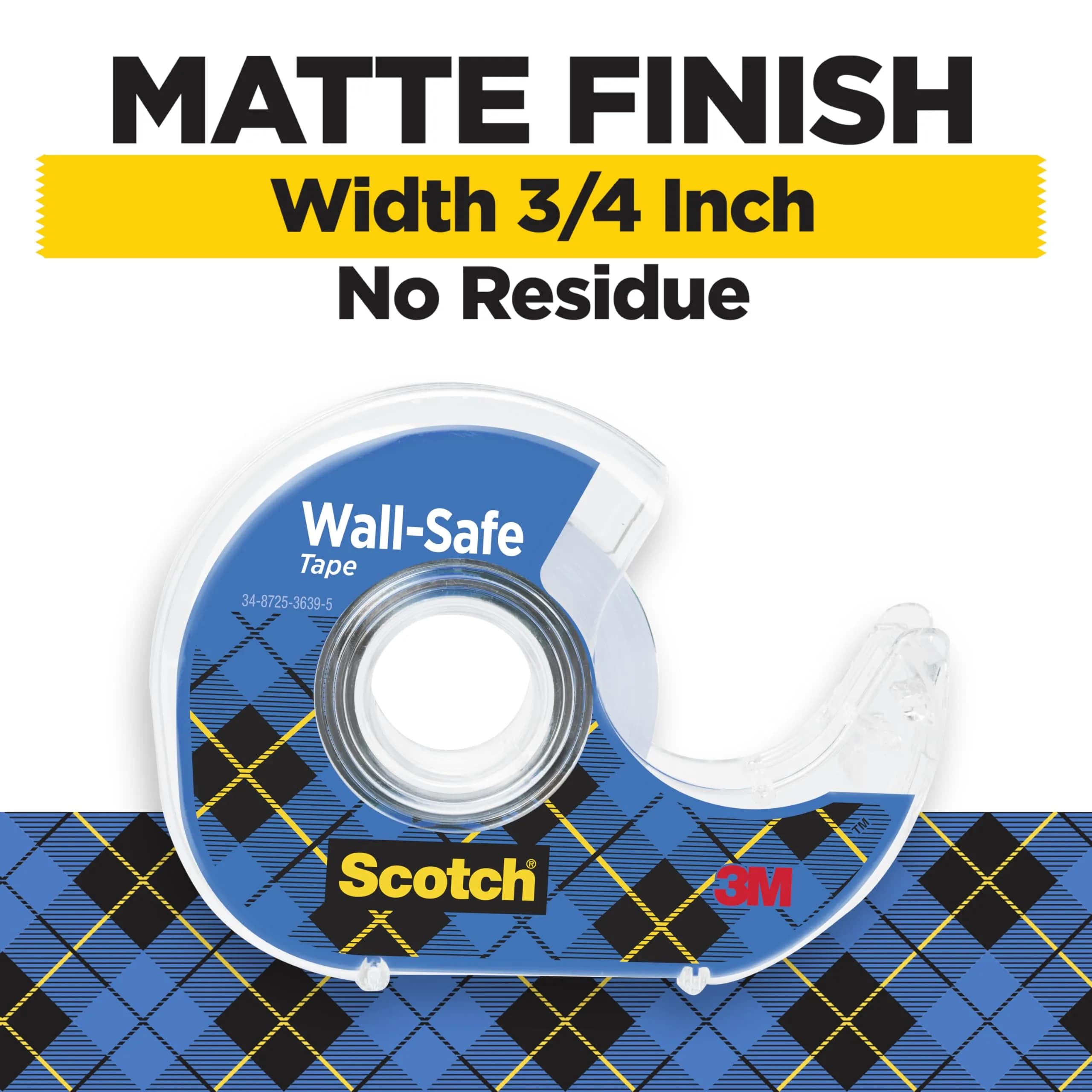 Scotch Wall-Safe Tape 4 Rolls | Sticks Securely, Removes Cleanly, Invisible, Photo Safe - view 2