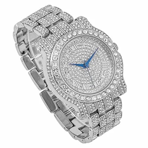 Charles Raymond Bling-ed Out Hip Hop Mens Watch 1.2 in Dial | Silver with Rhinestones thumbnail 4