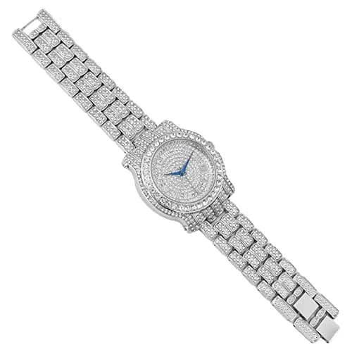 Charles Raymond Bling-ed Out Hip Hop Mens Watch 1.2 in Dial | Silver with Rhinestones thumbnail 5
