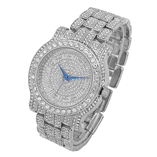 Charles Raymond Bling-ed Out Hip Hop Mens Watch 1.2 in Dial | Silver with Rhinestones thumbnail 3