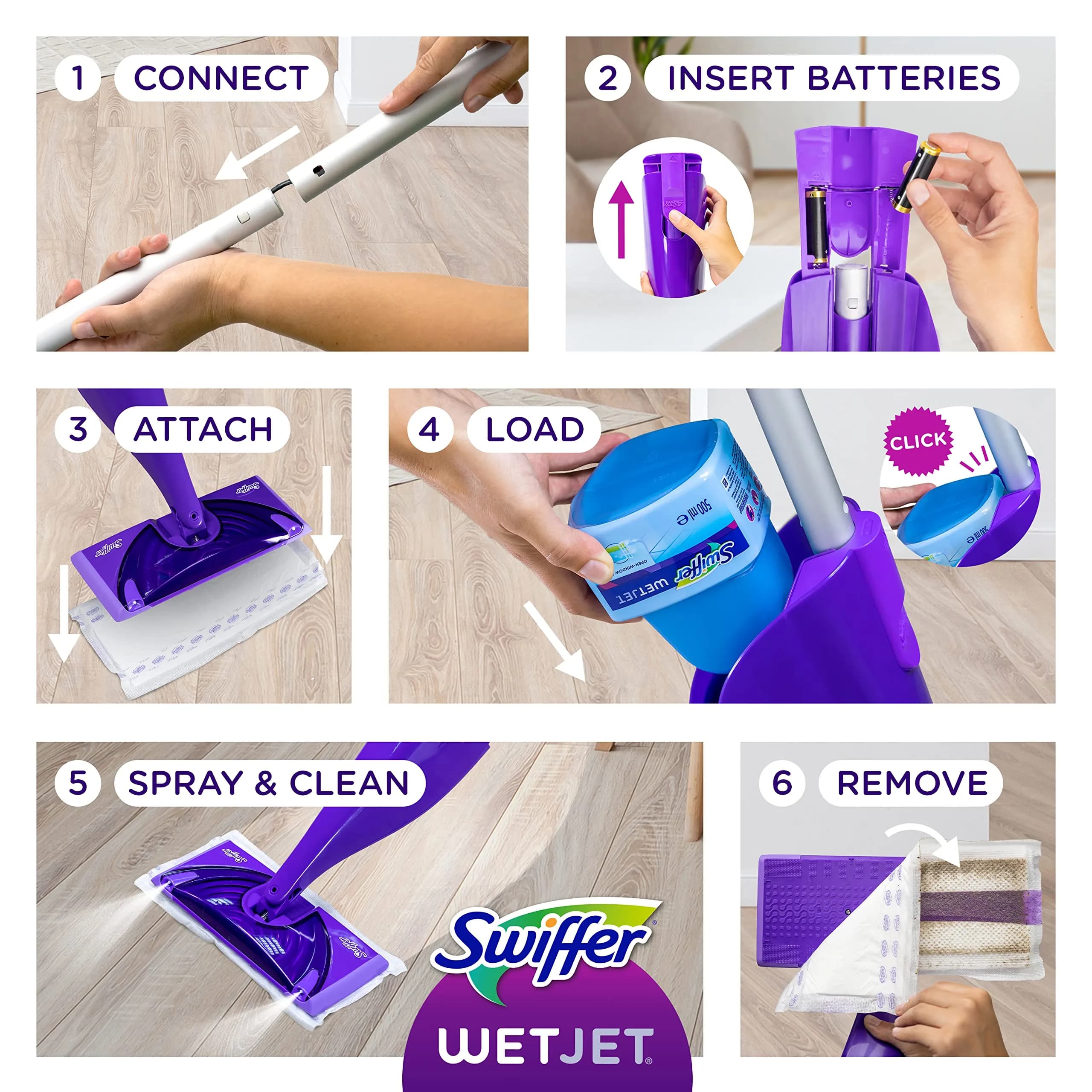 Swiffer WetJet Hardwood Floor Cleaner Spray Mop Pad Refill, Multi Surface, 15 Count | USA Imported Cleaning Agent - view 4