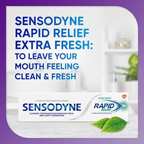 Sensodyne Rapid Relief Sensitive Toothpaste, Extra Fresh, 96.4g (3.4 oz) | Cavity Prevention & Sensitivity Treatment thumbnail 4