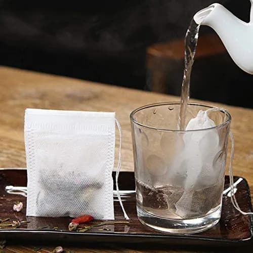 fenshine Disposable Tea Bags 200 pcs | Non-Woven Fabric, Drawstring, 7x9cm, Safe & Portable thumbnail 3