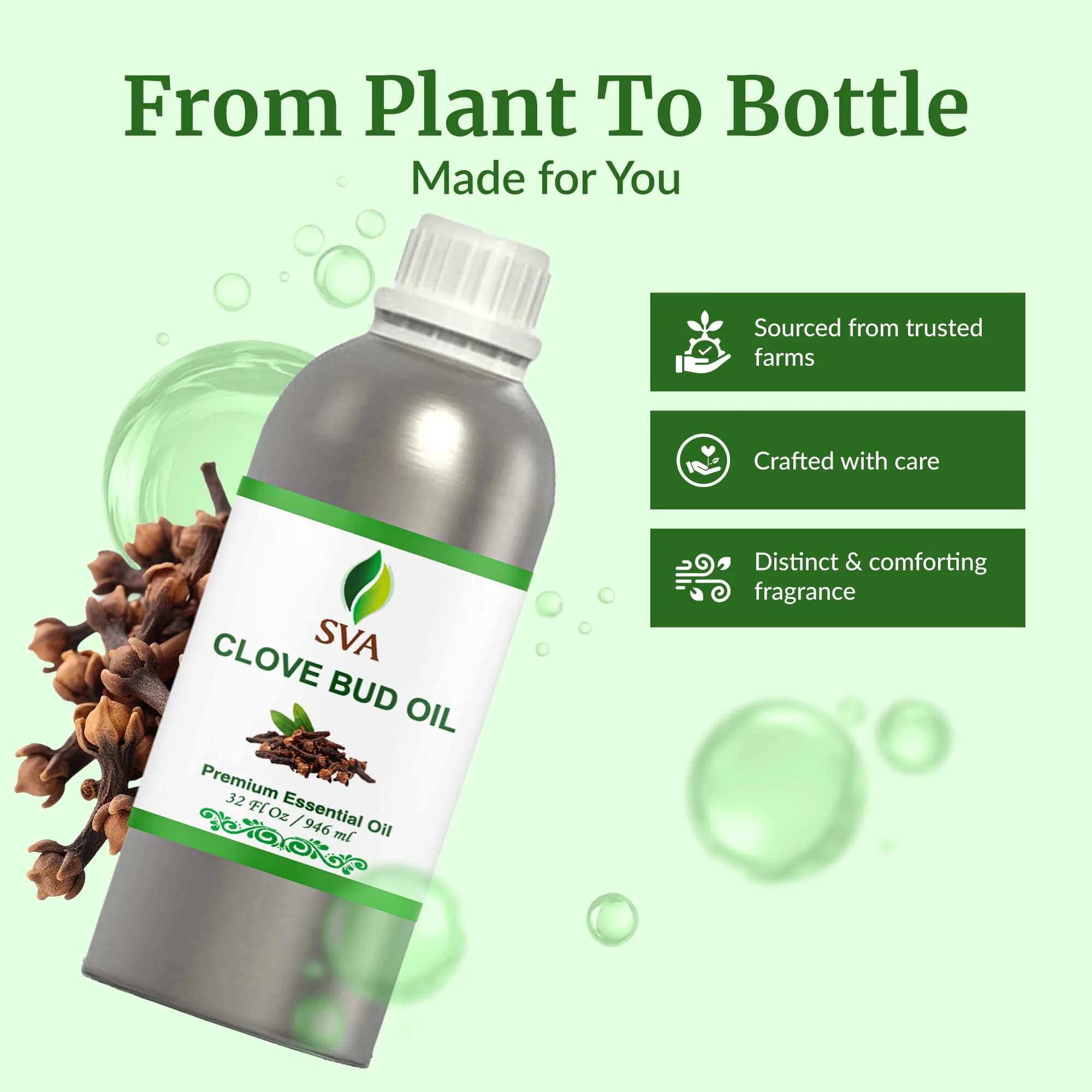 SVA ORGANICS Organic Clove Bud Essential Oil, 32 Fl Oz (946 ml) - Pure & Natural Steam Distilled - view 4
