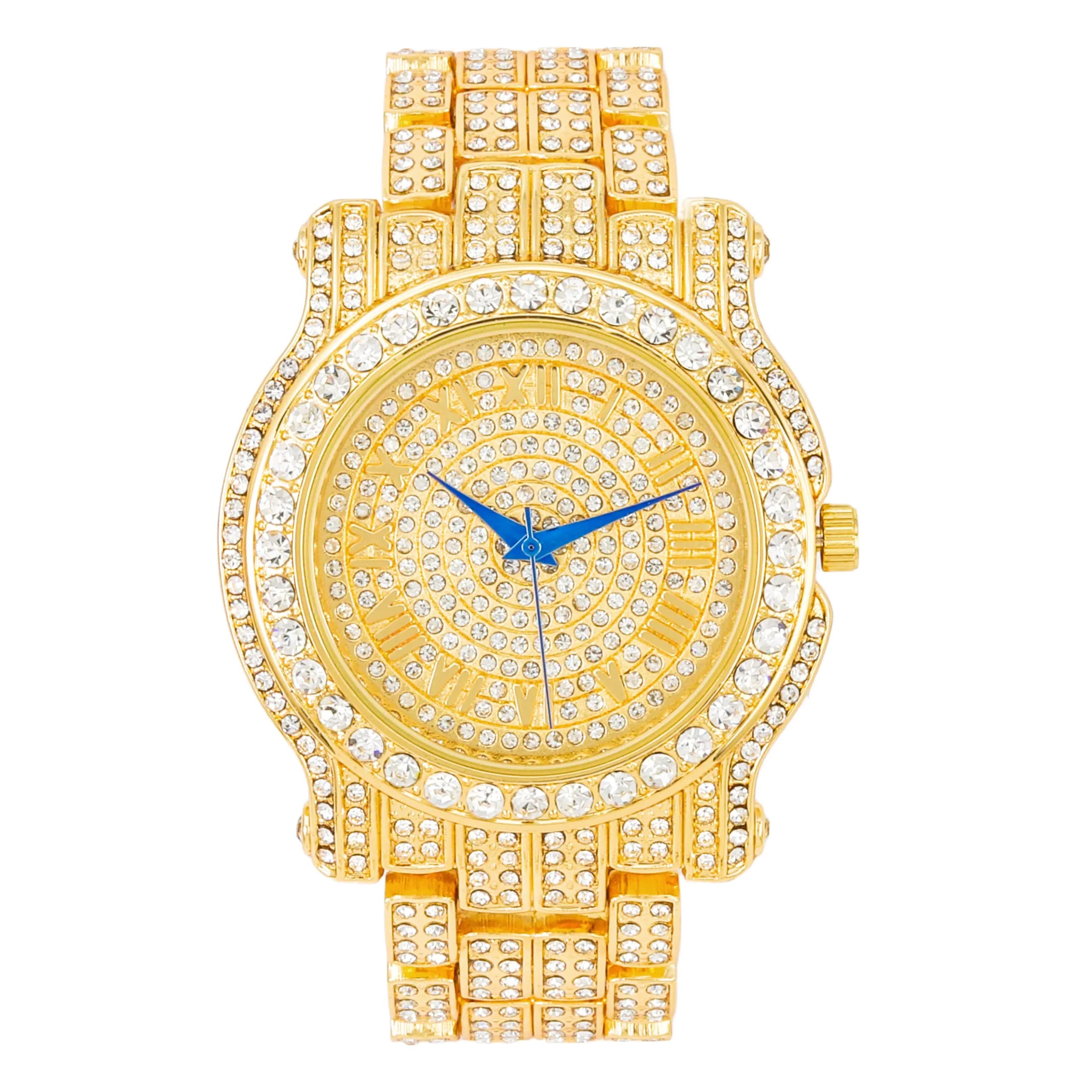 Charles Raymond Gold Watch | Hip Hop Bling Ed Out Men’s Wristwatch with Roman Numerals (8.5" Band) — Gold