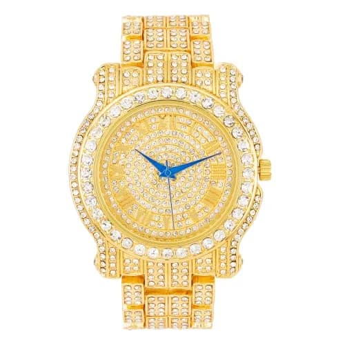 Charles Raymond Gold Watch | Hip Hop Bling Ed Out Men’s Wristwatch with Roman Numerals (8.5" Band) thumbnail 1