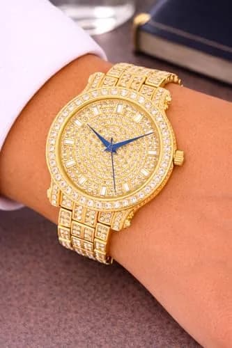 Charles Raymond Gold Watch | Hip Hop Bling Ed Out Men’s Wristwatch with Roman Numerals (8.5" Band) thumbnail 7