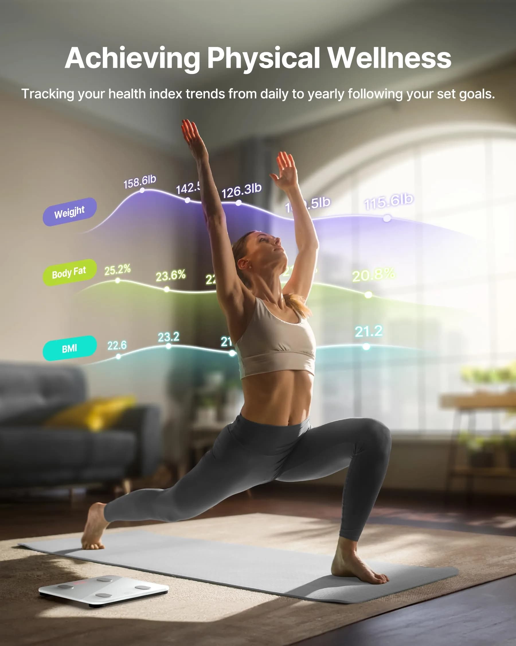 FITINDEX Smart Body Composition Scale 180kg (396lb) | Tracks 13 Metrics via Bluetooth - view 4
