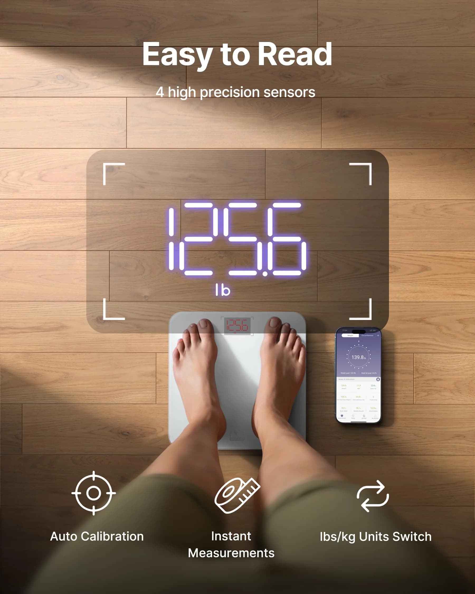 FITINDEX Smart Body Composition Scale 180kg (396lb) | Tracks 13 Metrics via Bluetooth - view 7