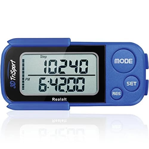 Realalt 3DTriSport 3D Pedometer with Clip & Strap, Accurate Step Counter 7.8cm (3") | Tracks Steps, Distance, Calories thumbnail 1