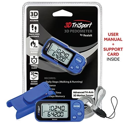 Realalt 3DTriSport 3D Pedometer with Clip & Strap, Accurate Step Counter 7.8cm (3") | Tracks Steps, Distance, Calories thumbnail 7