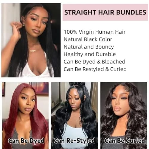 Angie Queen Human Hair Bundles Straight 16 Inch | 100% Unprocessed Brazilian Virgin Hair Extensions thumbnail 4