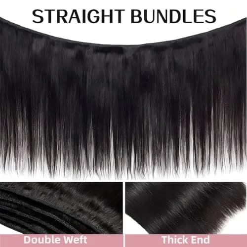 Angie Queen Human Hair Bundles Straight 16 Inch | 100% Unprocessed Brazilian Virgin Hair Extensions thumbnail 3