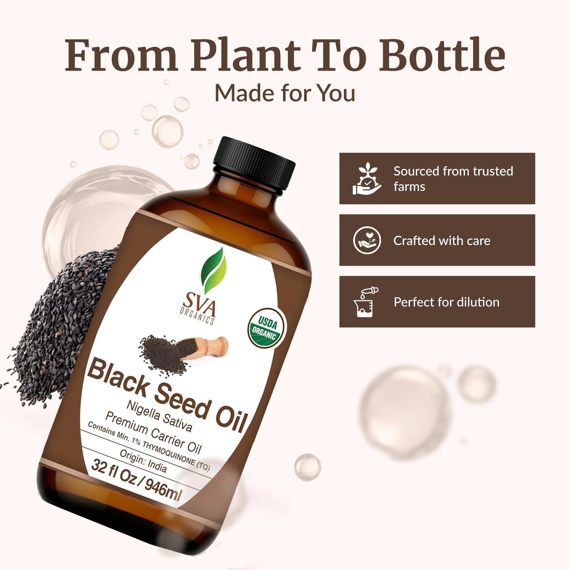 SVA ORGANICS Black Seed Carrier Oil, 32 Fl Oz (946 ml) - Pure & Natural - view 4
