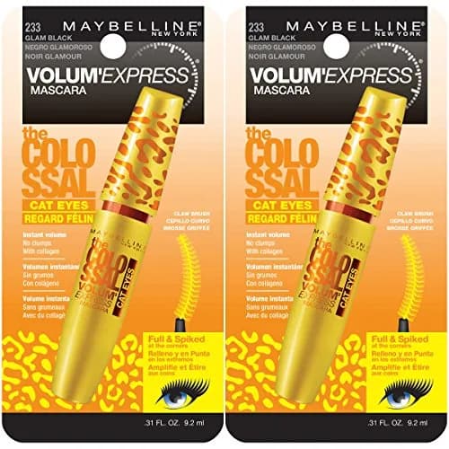 Maybelline Volum' Express The Colossal Cat Eyes Mascara, Glam Black, 2 Count (0.02 Fl Oz Total) | Ophthalmologist Tested thumbnail 1