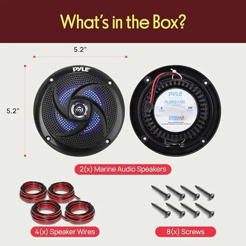 Pyle Waterproof Rated Marine Speakers 4'' 2-Way 100W Pair | Weather-Resistant Outdoor Audio Stereo Sound System with Blue LED Lights thumbnail 8