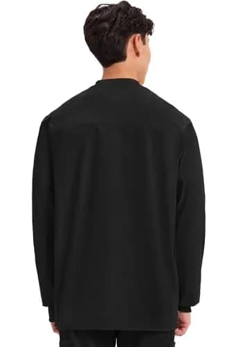 Cherokee Men’s Medical Scrub Jacket Ww360 | Professional Long Sleeve, Snap Front, Black, Size Large thumbnail 3
