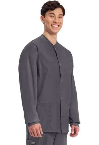 Cherokee WW Professionals Scrub Jacket for Men Snap Front | Long Sleeve, Stretch Fabric, Professional Fit thumbnail 4