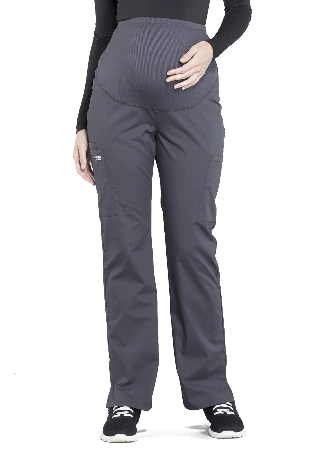 Cherokee WW Professionals Maternity Scrub Pants for Women Straight Leg Pewter XS | Supportive, Comfortable & Flattering Fit - main product image