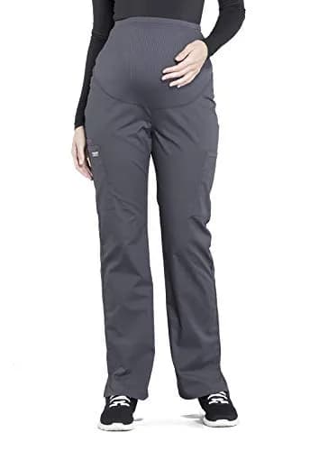 Cherokee WW Professionals Maternity Scrub Pants for Women Straight Leg Pewter XS | Supportive, Comfortable & Flattering Fit thumbnail 1