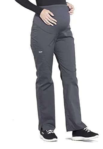 Cherokee WW Professionals Maternity Scrub Pants for Women Straight Leg Pewter XS | Supportive, Comfortable & Flattering Fit thumbnail 4