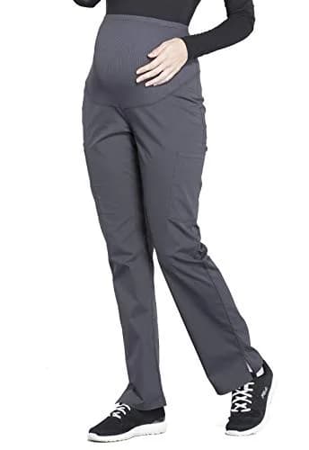 Cherokee WW Professionals Maternity Scrub Pants for Women Straight Leg Pewter XS | Supportive, Comfortable & Flattering Fit thumbnail 3