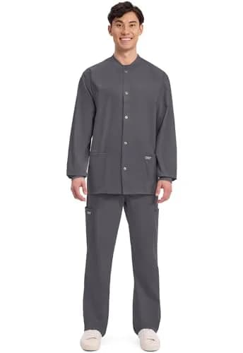 Cherokee Men Scrub Jacket Snap Front Long Sleeve | Professional Medical Uniform (70-120 chars) thumbnail 5
