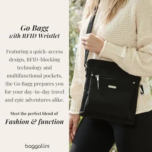 Baggallini Go Bagg with RFID Wristlet - Lightweight Travel Purse Crossbody Bag for Women thumbnail 4
