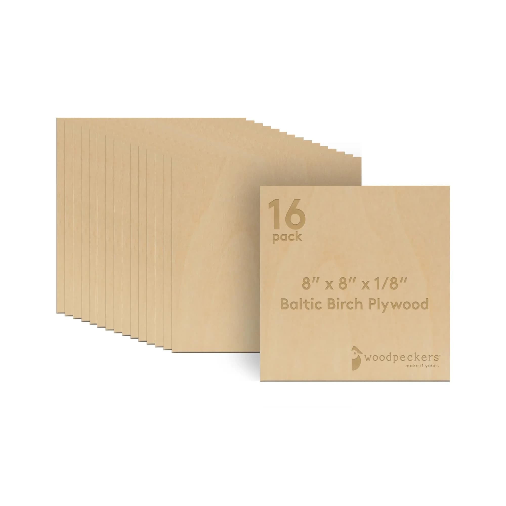 Woodpeckers Baltic Birch Plywood 8" x 8" 1/8" Thick | Strong, Smooth & Perfect for Crafts