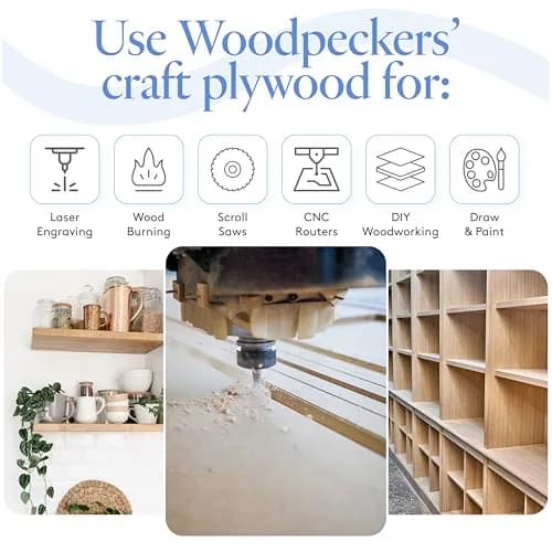 Woodpeckers Baltic Birch Plywood 10" x 10" | 3 mm 1/8 Craft Wood, B/BB Grade, Stronger Than Basswood thumbnail 5