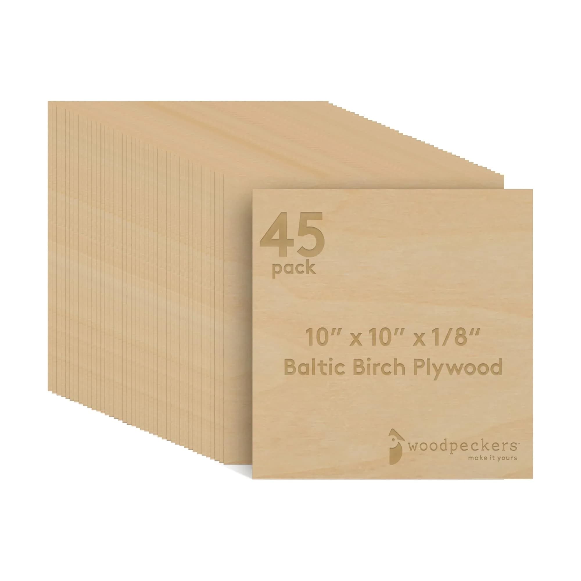 Woodpeckers Baltic Birch Plywood 10" x 10" | 3 mm 1/8 Craft Wood, B/BB Grade, Stronger Than Basswood — 10" x 10", 1/8" thick
