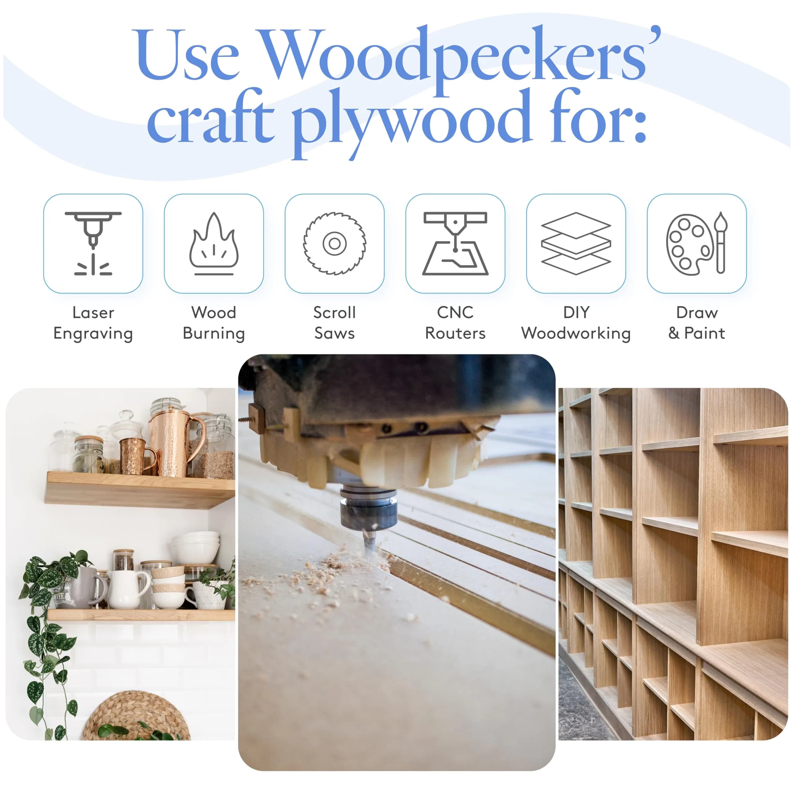 Woodpeckers Baltic Birch Plywood 10" x 10" | 3 mm (1/8") Craft Wood for Laser & CNC (8 Sheets) thumbnail 5