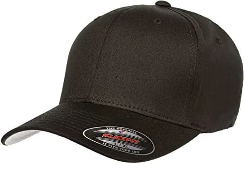Flexfit Cotton Twill Fitted Cap Black, Size S-M | Breathable All-Weather Comfort for Men & Women thumbnail 1