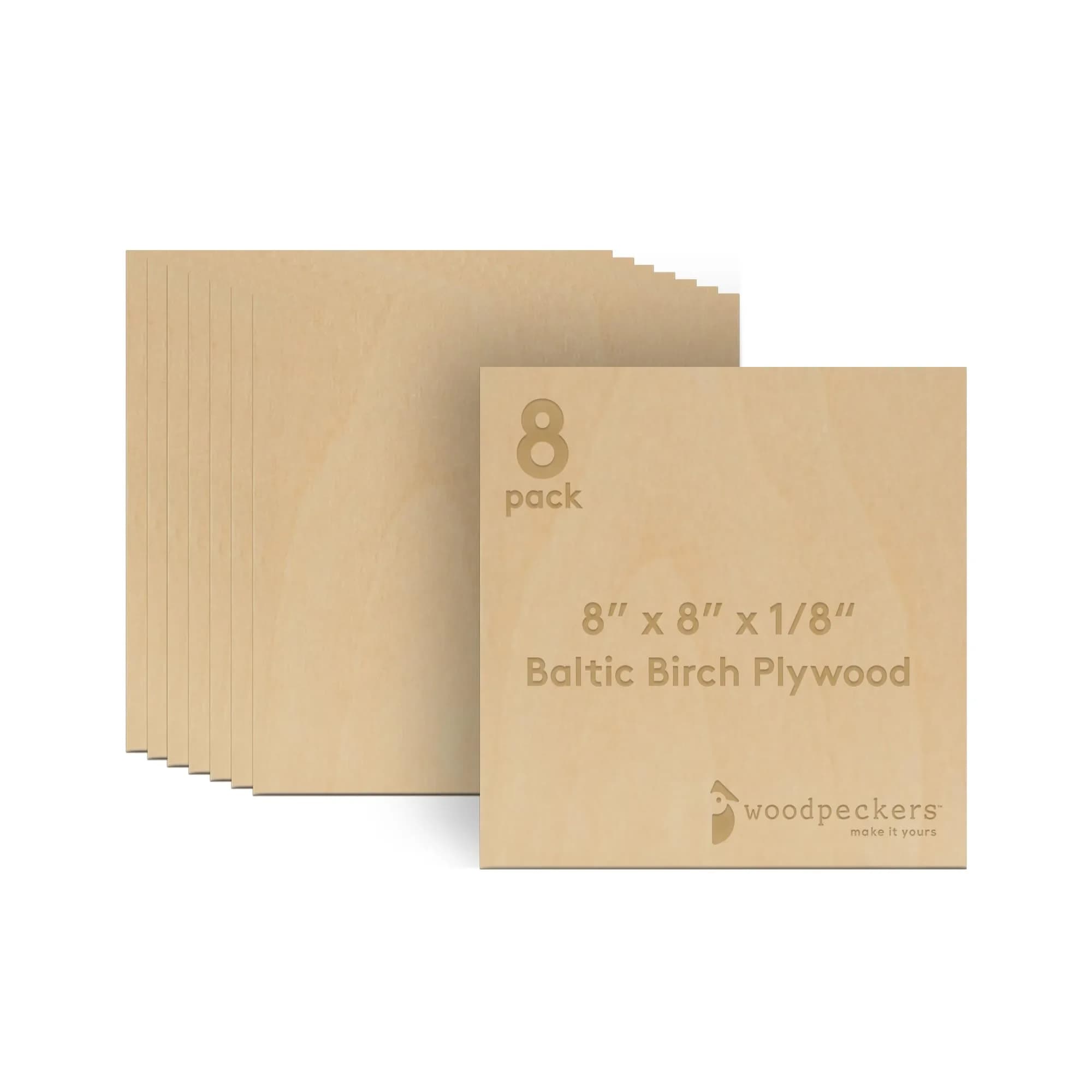 Woodpeckers Baltic Birch Plywood 8" x 8" | 3 mm 1/8 Craft Wood, B/BB Grade, Stronger Than Basswood