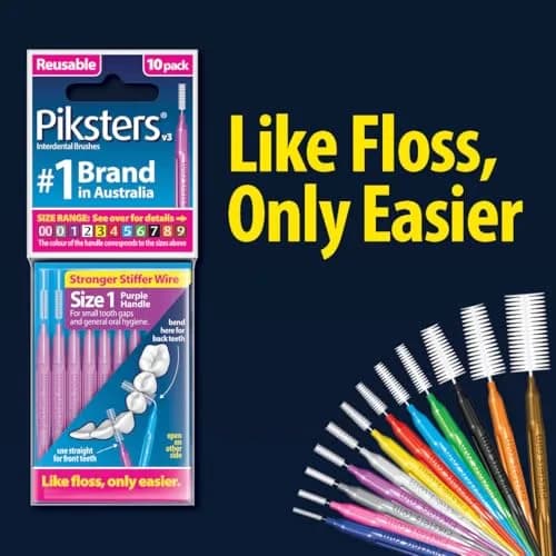 Piksters Interdental Brush Size 00 Pink 10 Pack | Specialist Tool for Extra Tight Gaps thumbnail 7