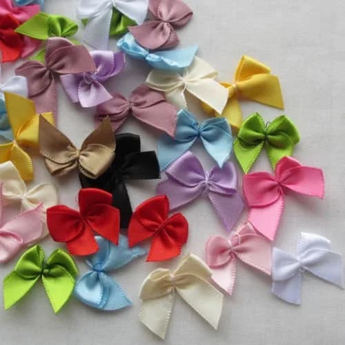 Chenkou Craft Mini Satin Ribbon Bows 1" x3/4" Mix | DIY Craft Flowers & Bows thumbnail 3