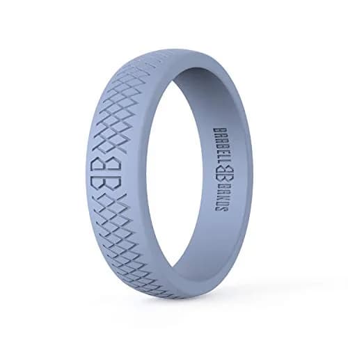 Barbell Bands Silicone Wedding Ring for Women - Light Gray, Size 8 | Medical Grade Silicone, 2.5mm Thick, Hypoallergenic — Light Gray