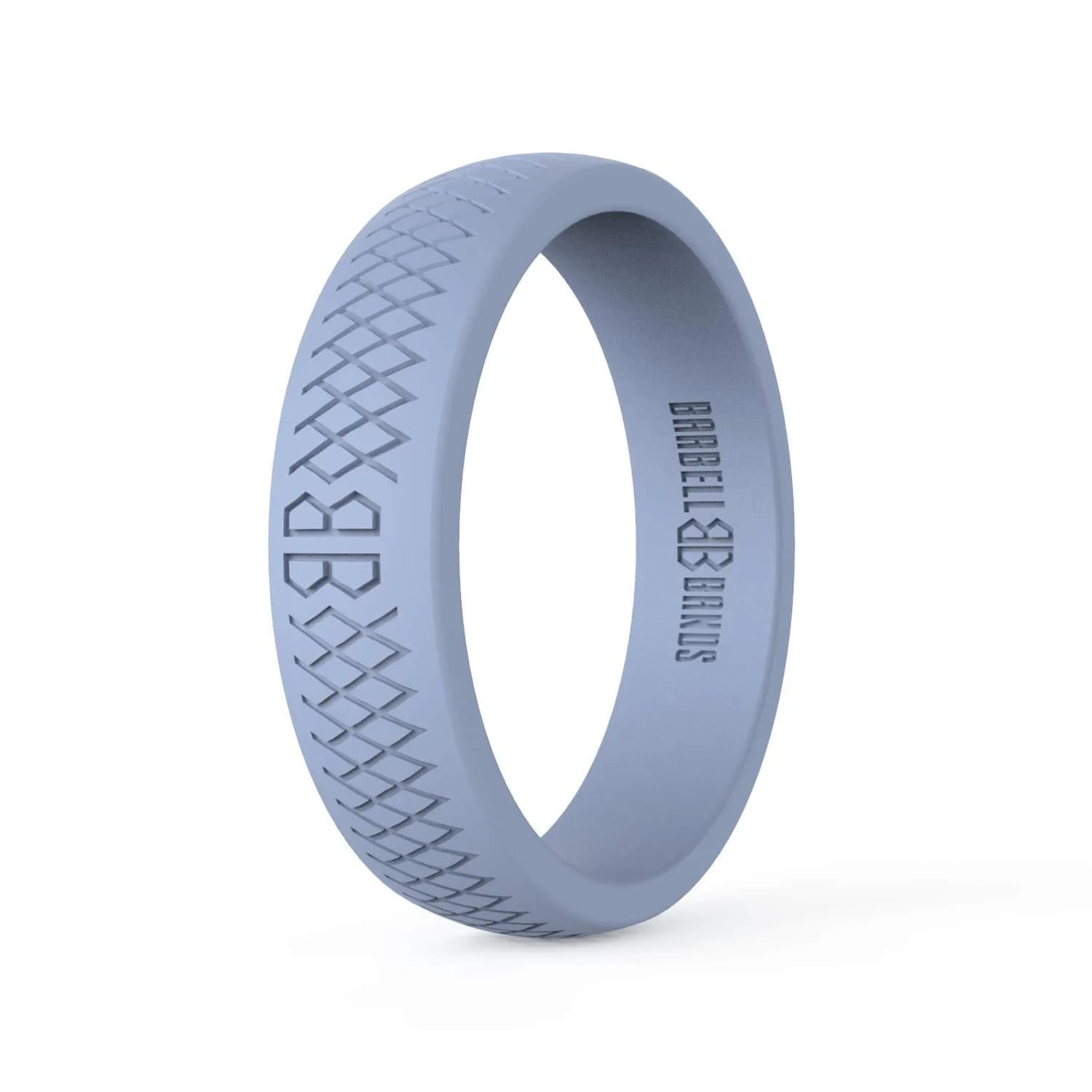 Barbell Bands Silicone Wedding Ring for Women - Light Gray, Size 8 | Medical Grade Silicone, 2.5mm Thick, Hypoallergenic
