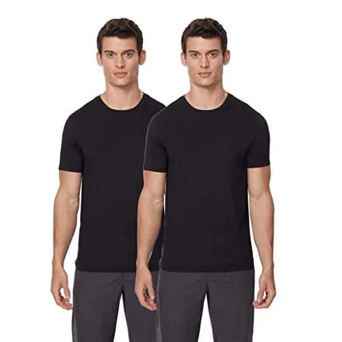 32 Degrees Men's 2pack Short Sleeve Crew Neck Wicking Tee, Black, Large | Moisture-Wicking, Quick Dry, Comfortable Fit thumbnail 1