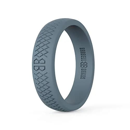 Barbell Bands Steel Gray Silicone Ring for Women, Size 9 | Medical Grade Silicone for Fitness & Lifestyle thumbnail 1