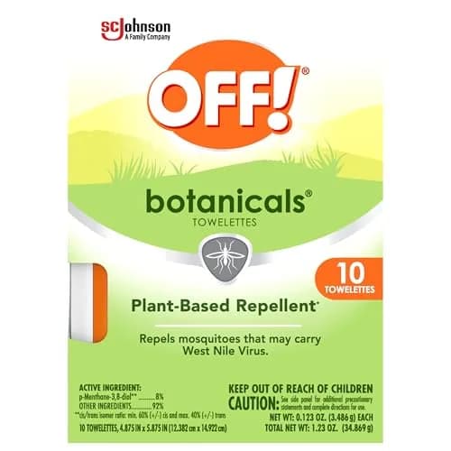 OFF! Botanicals Insect Repellent Wipes 10 Count | DEET-Free, Pine Oil Formula, Mosquito & Bug Protection thumbnail 1